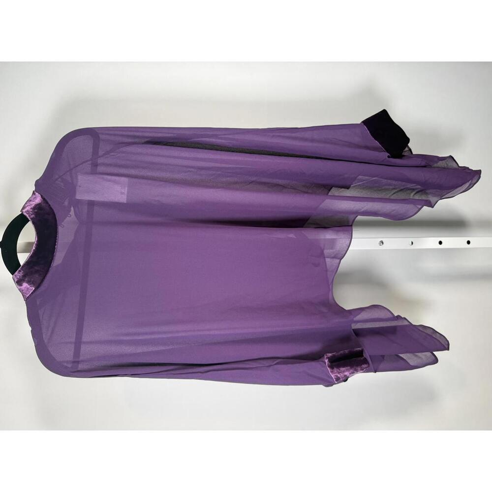 NWT G by Giuliana Women's Black Label Chiffon Poncho Velour Trim Purple Size XS - Picture 2 of 8